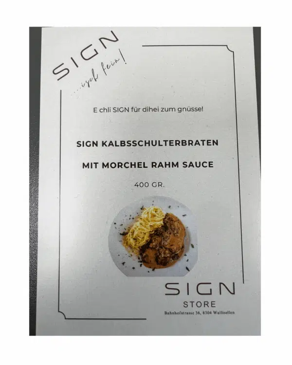 SIGN Geschmorter Kalbschulterbraten mit Morchelrahmsauce (400g)