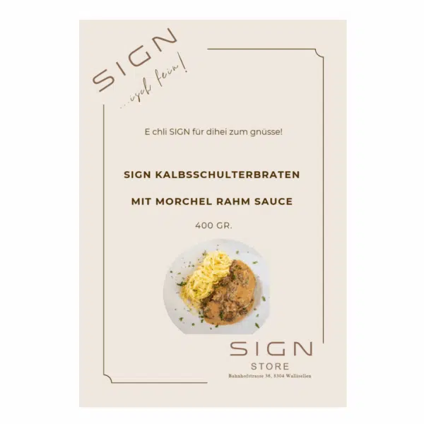 SIGN Geschmorter Kalbschulterbraten mit Morchelrahmsauce (400g)